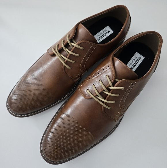 Madden Men's Alk Oxford Dress Shoes. Cognac. Size 9. New.Men's Madden Perfora - Picture 2 of 7